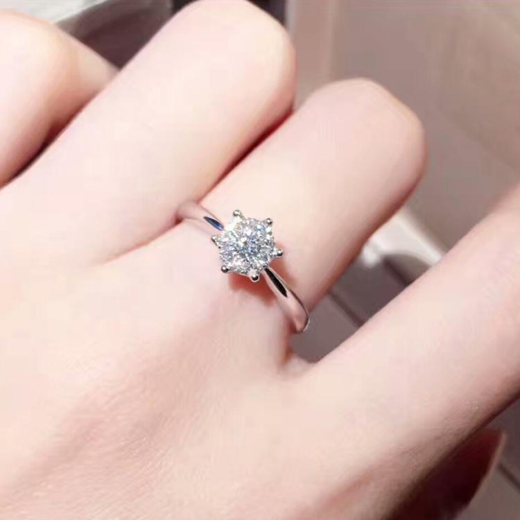 白18K金求订结婚钻石戒指 gia裸钻珠宝定制 铂金南非真钻戒女正品