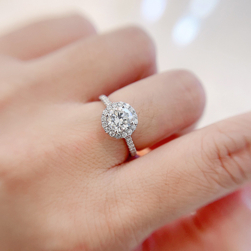 白18K金求订结婚钻石戒指 gia裸钻珠宝定制铂金一克拉钻戒女 正品